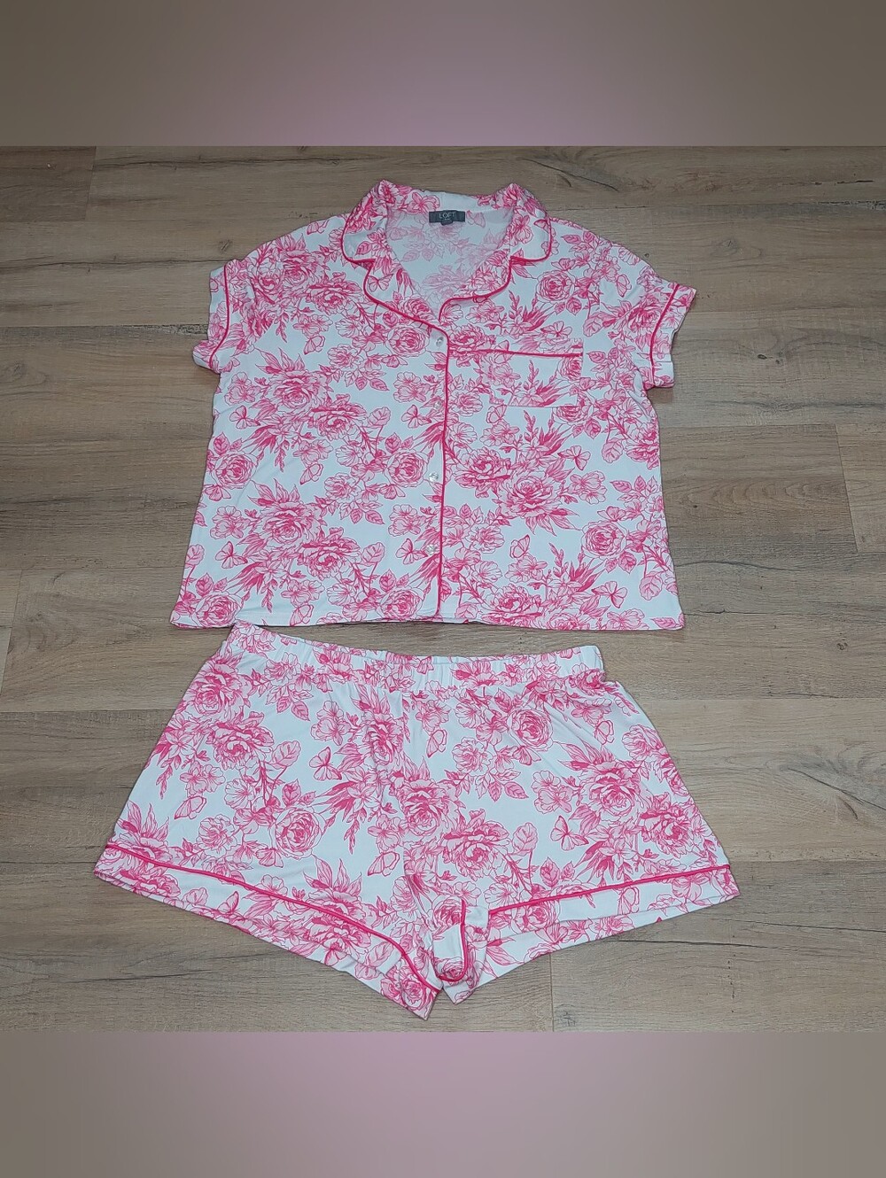 LOFT Pink Floral Short Pajama Set